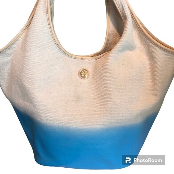 Tory Burch Handbags - **SOLD**Tory Burch Summer Slouchy Hobo Natural / Juniper Berry Multi-Color Tote